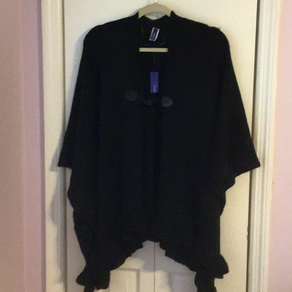 Apt. 9 Black Cape with Waterfall Hem